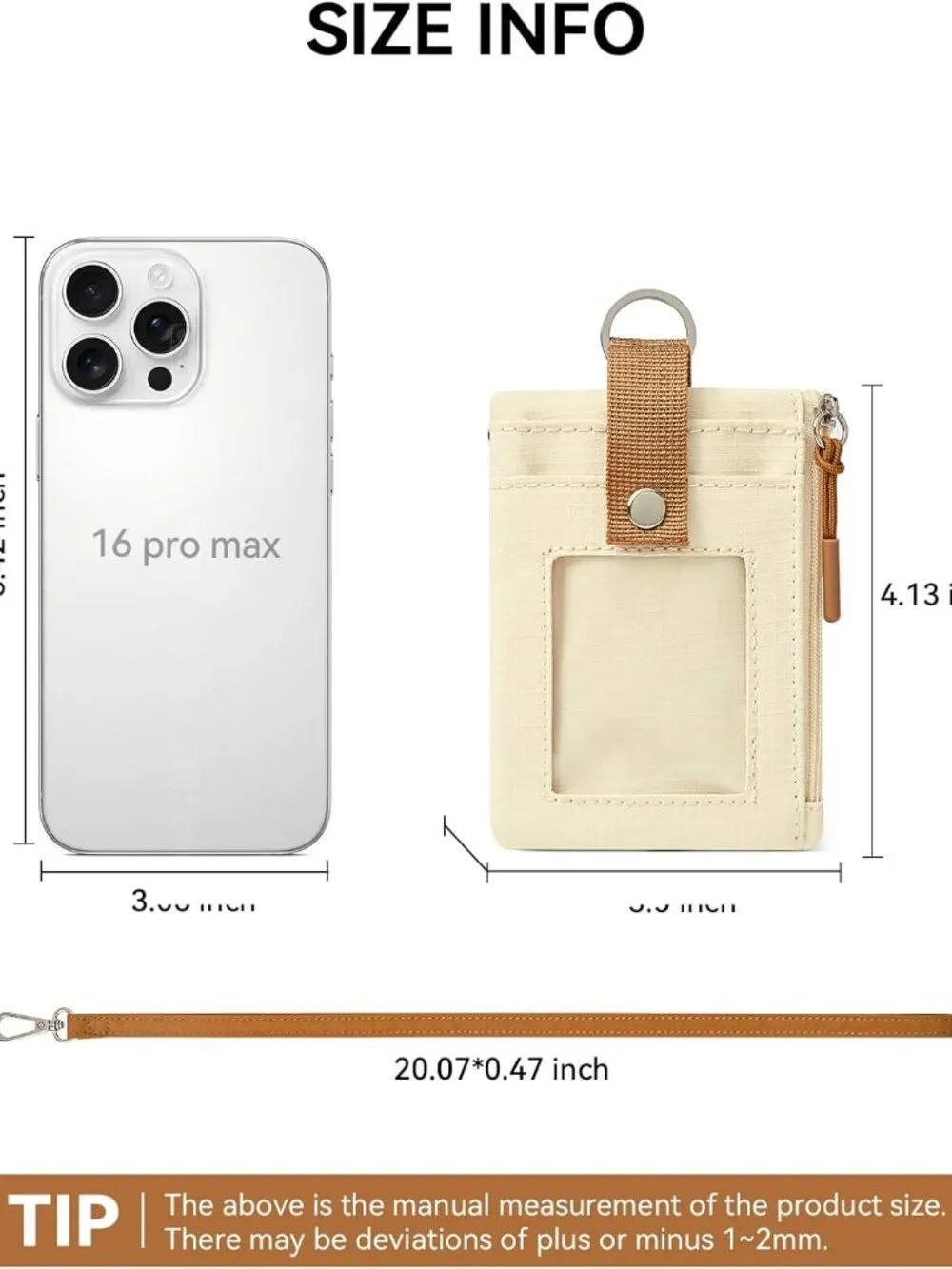 Small Wallet RFID, Minimalist Zip ID Case Wallet with Lanyard Keychain, Water Re - Picture 4 of 7